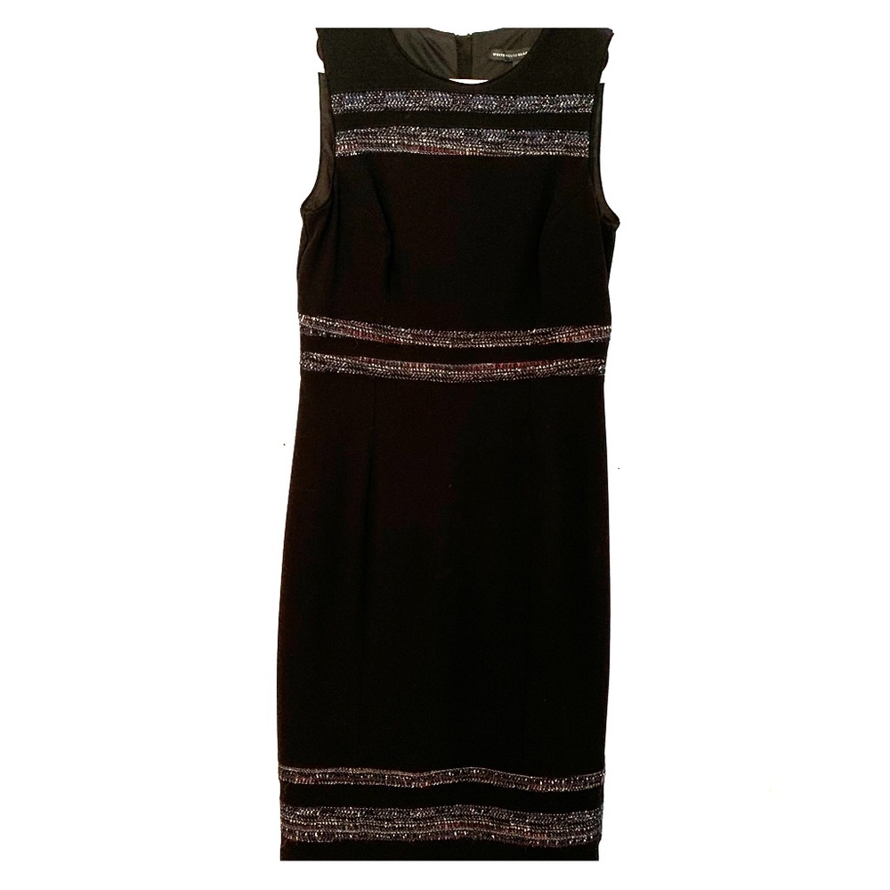 Classic black dress with multi color bands